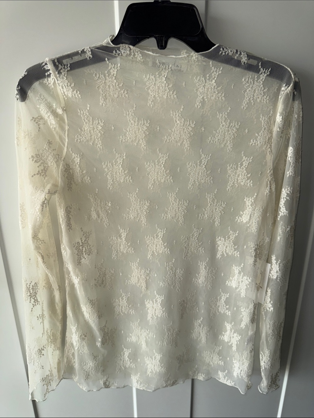 Grace & Lace Sheer Embroidered Floral Long-Sleeve Top - Cream
